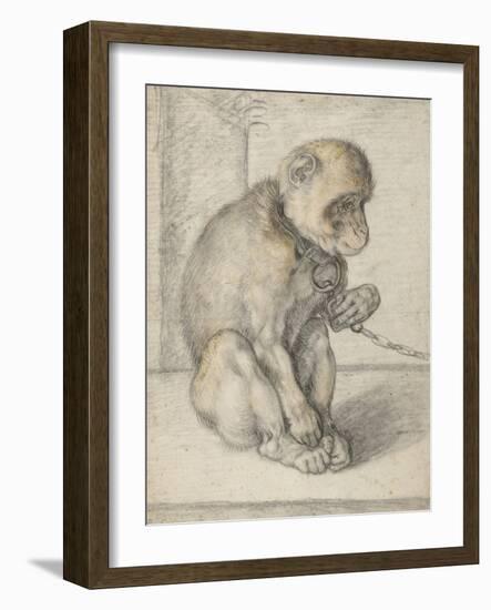 A Seated Monkey on a Chain, 1592-1602-Hendrik Goltzius-Framed Giclee Print