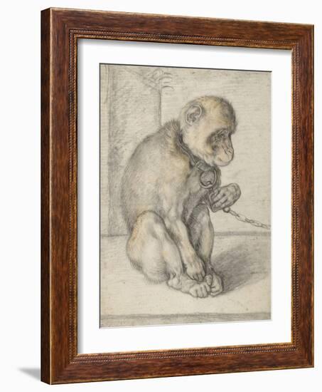 A Seated Monkey on a Chain, 1592-1602-Hendrik Goltzius-Framed Giclee Print