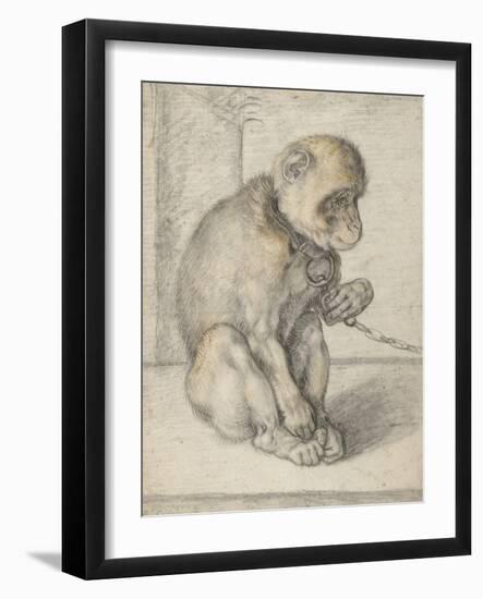 A Seated Monkey on a Chain, 1592-1602-Hendrik Goltzius-Framed Giclee Print