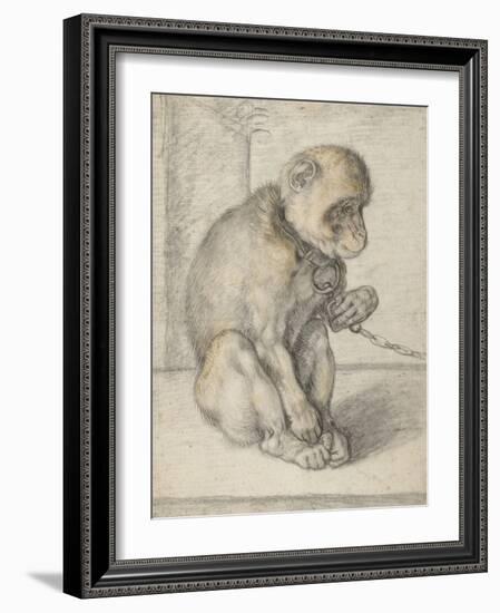 A Seated Monkey on a Chain, 1592-1602-Hendrik Goltzius-Framed Giclee Print
