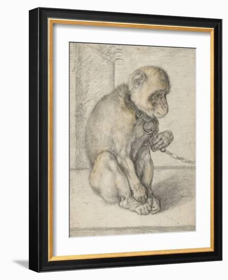 A Seated Monkey on a Chain, 1592-1602-Hendrik Goltzius-Framed Giclee Print