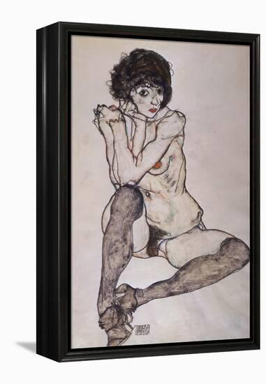 A Seated Nude Female, 1914-Egon Schiele-Framed Premier Image Canvas