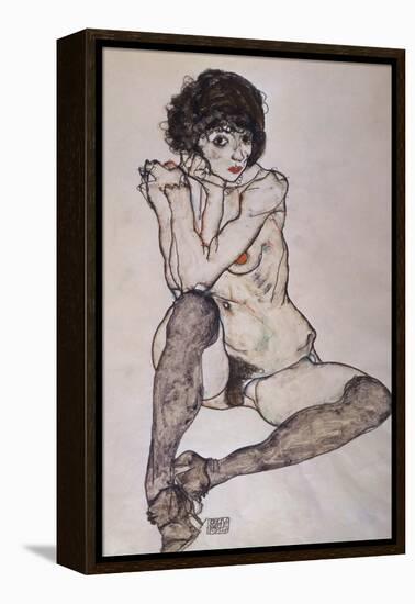 A Seated Nude Female, 1914-Egon Schiele-Framed Premier Image Canvas
