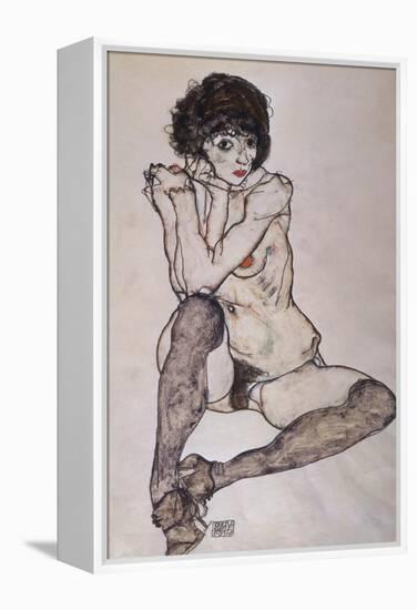 A Seated Nude Female, 1914-Egon Schiele-Framed Premier Image Canvas