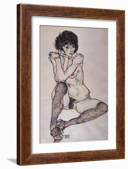 A Seated Nude Female, 1914-Egon Schiele-Framed Giclee Print