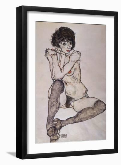 A Seated Nude Female, 1914-Egon Schiele-Framed Giclee Print