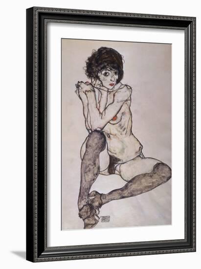 A Seated Nude Female, 1914-Egon Schiele-Framed Giclee Print