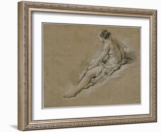 A Seated Nude Female-Francois Boucher-Framed Giclee Print