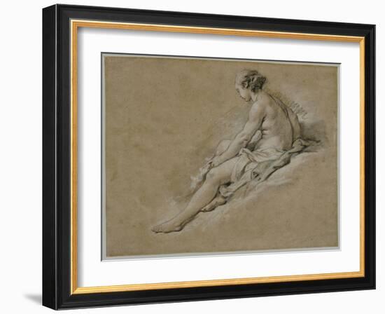 A Seated Nude Female-Francois Boucher-Framed Giclee Print