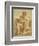 A Seated Nude with a Staff, a Relief with Putti to the Left-Francois Boucher-Framed Giclee Print
