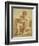 A Seated Nude with a Staff, a Relief with Putti to the Left-Francois Boucher-Framed Giclee Print