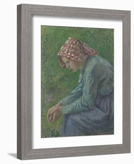 A Seated Peasant Woman, 1885-Camille Pissarro-Framed Giclee Print