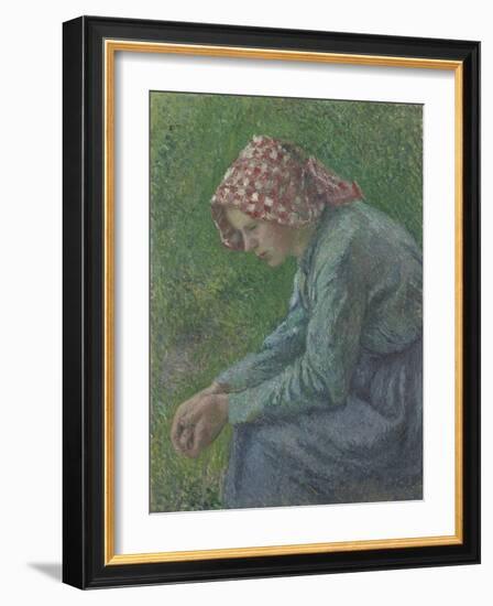 A Seated Peasant Woman, 1885-Camille Pissarro-Framed Giclee Print