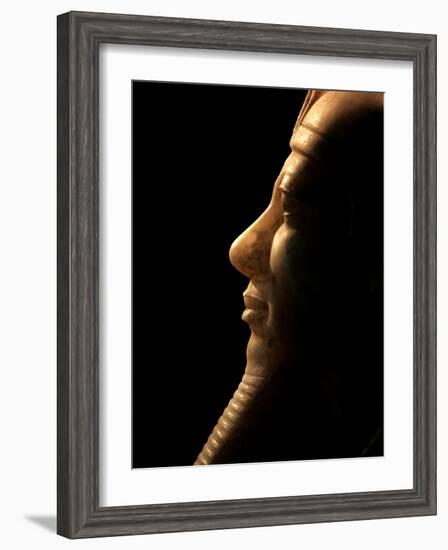 A Seated Statue of Menkaure Carved in Luminous Calcite-null-Framed Photographic Print