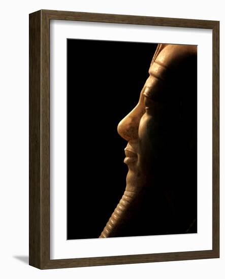 A Seated Statue of Menkaure Carved in Luminous Calcite-null-Framed Photographic Print