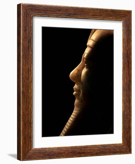 A Seated Statue of Menkaure Carved in Luminous Calcite-null-Framed Photographic Print