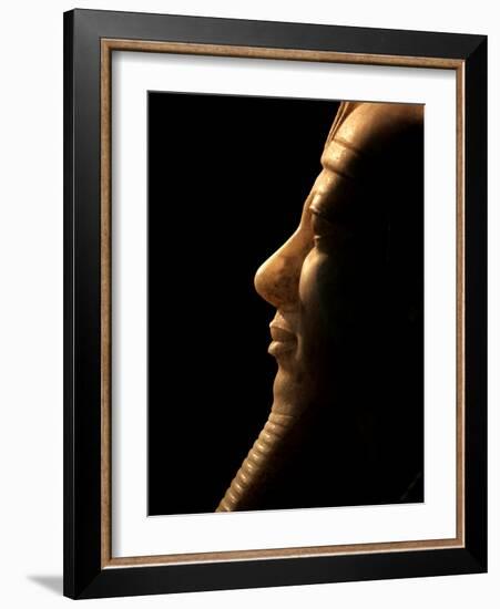 A Seated Statue of Menkaure Carved in Luminous Calcite-null-Framed Photographic Print