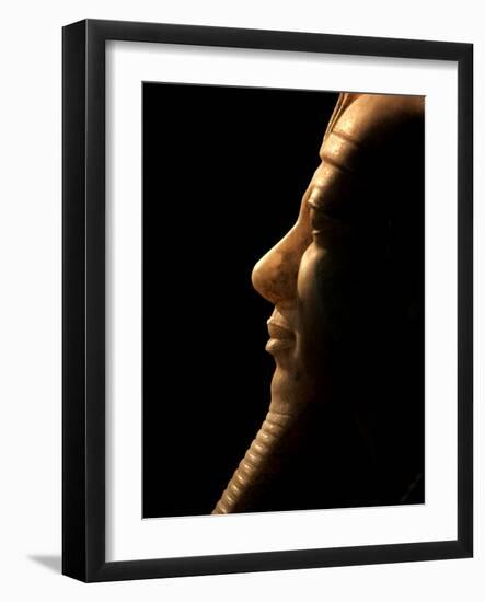 A Seated Statue of Menkaure Carved in Luminous Calcite-null-Framed Photographic Print