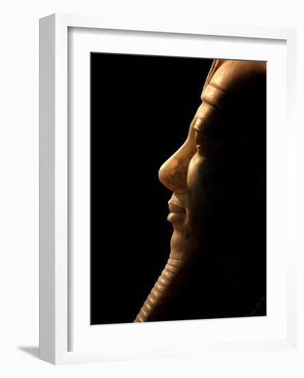 A Seated Statue of Menkaure Carved in Luminous Calcite-null-Framed Photographic Print