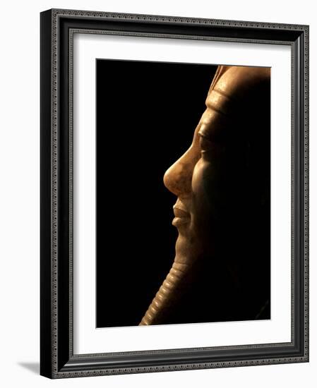 A Seated Statue of Menkaure Carved in Luminous Calcite-null-Framed Photographic Print