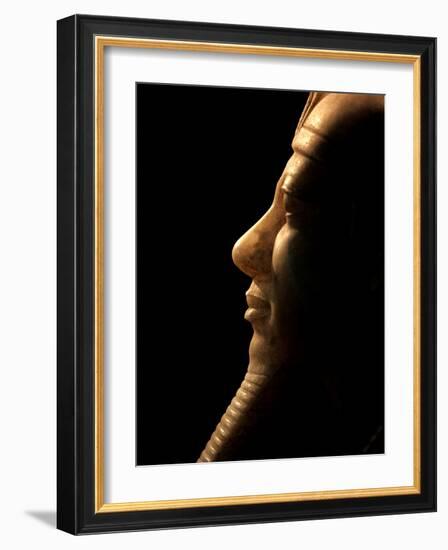 A Seated Statue of Menkaure Carved in Luminous Calcite-null-Framed Photographic Print