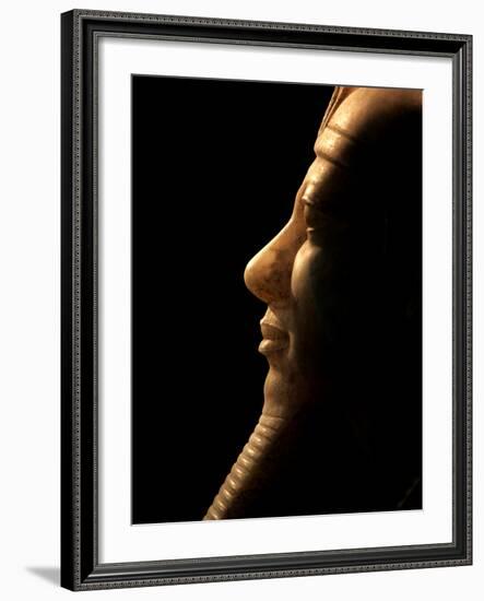 A Seated Statue of Menkaure Carved in Luminous Calcite-null-Framed Photographic Print