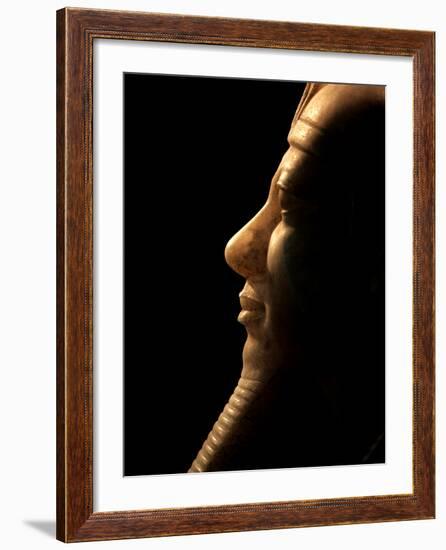 A Seated Statue of Menkaure Carved in Luminous Calcite-null-Framed Photographic Print