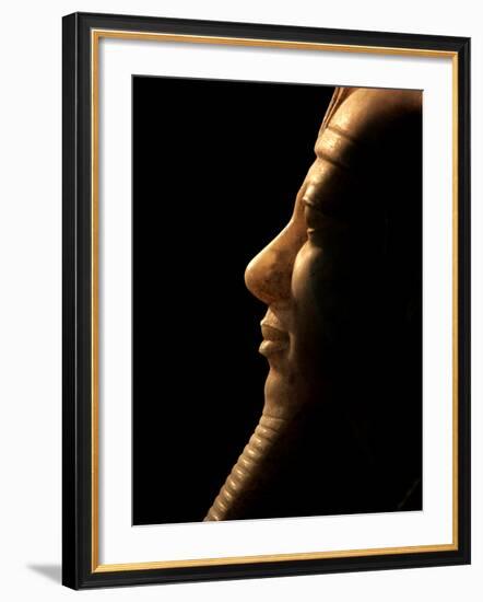 A Seated Statue of Menkaure Carved in Luminous Calcite-null-Framed Photographic Print