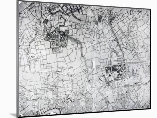 A Section of a Sheet from the Survey of London and its Environs, 1741-5, pub. 1769-John Rocque-Mounted Giclee Print