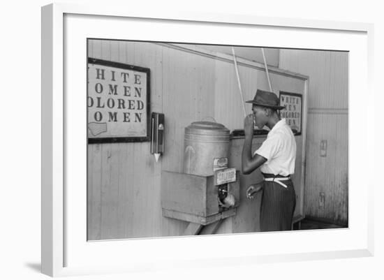 A segregated water fountain at Oklahoma City, 1939-Russell Lee-Framed Photographic Print