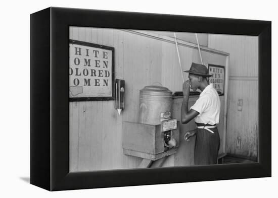 A segregated water fountain at Oklahoma City, 1939-Russell Lee-Framed Premier Image Canvas