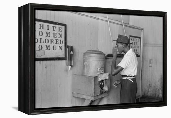 A segregated water fountain at Oklahoma City, 1939-Russell Lee-Framed Premier Image Canvas