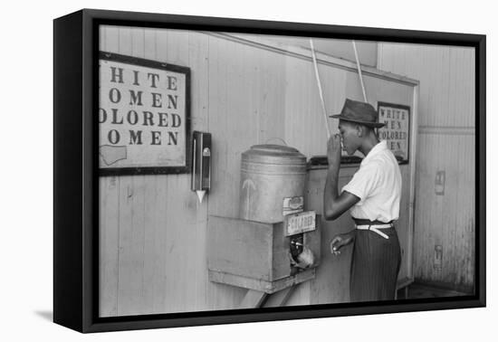 A segregated water fountain at Oklahoma City, 1939-Russell Lee-Framed Premier Image Canvas