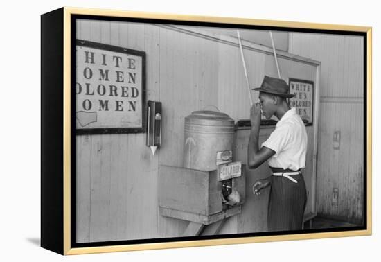 A segregated water fountain at Oklahoma City, 1939-Russell Lee-Framed Premier Image Canvas