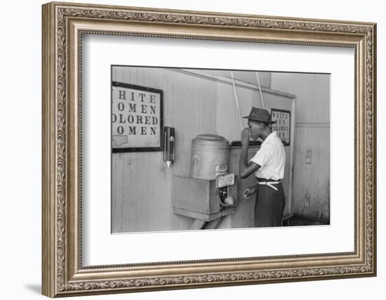 A segregated water fountain at Oklahoma City, 1939-Russell Lee-Framed Photographic Print