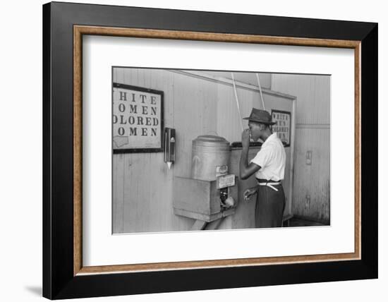 A segregated water fountain at Oklahoma City, 1939-Russell Lee-Framed Photographic Print
