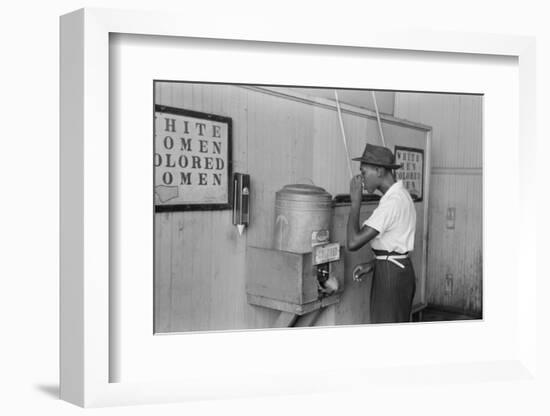 A segregated water fountain at Oklahoma City, 1939-Russell Lee-Framed Photographic Print