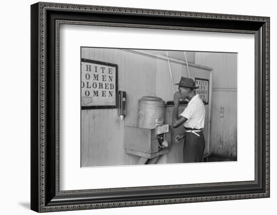 A segregated water fountain at Oklahoma City, 1939-Russell Lee-Framed Photographic Print