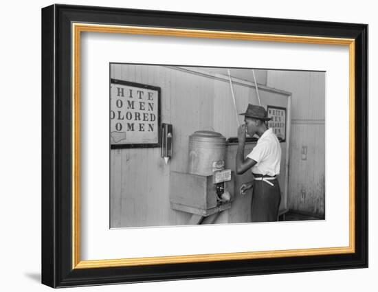 A segregated water fountain at Oklahoma City, 1939-Russell Lee-Framed Photographic Print
