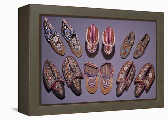 A Selection of American Indian Moccasins-null-Framed Premier Image Canvas