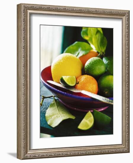 A Selection of Citrus Fruits in a Bowl-null-Framed Photographic Print