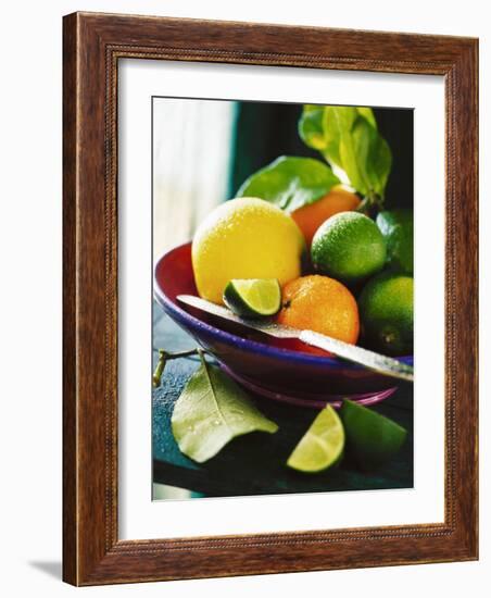 A Selection of Citrus Fruits in a Bowl-null-Framed Photographic Print