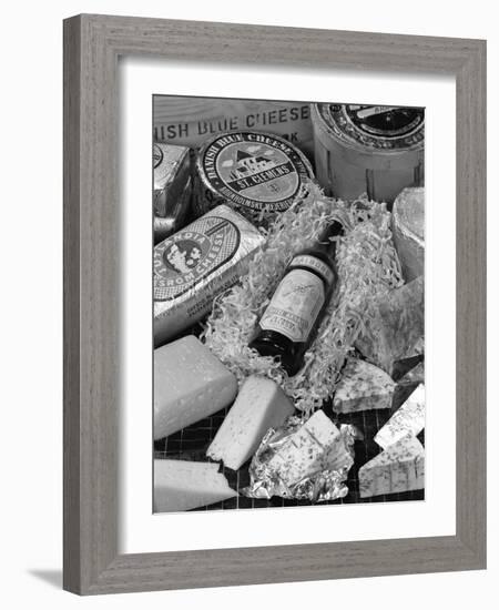 A Selection of Danish Cheeses and a Bottle of Aalborg Aquavit, 1963-Michael Walters-Framed Photographic Print