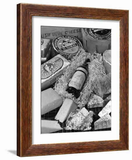 A Selection of Danish Cheeses and a Bottle of Aalborg Aquavit, 1963-Michael Walters-Framed Photographic Print