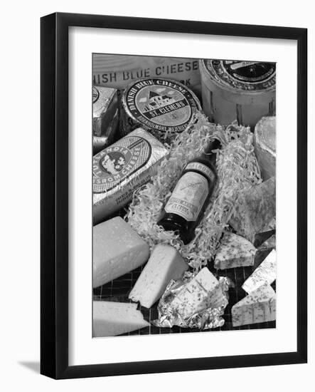A Selection of Danish Cheeses and a Bottle of Aalborg Aquavit, 1963-Michael Walters-Framed Photographic Print