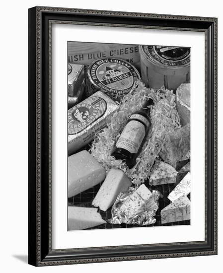 A Selection of Danish Cheeses and a Bottle of Aalborg Aquavit, 1963-Michael Walters-Framed Photographic Print