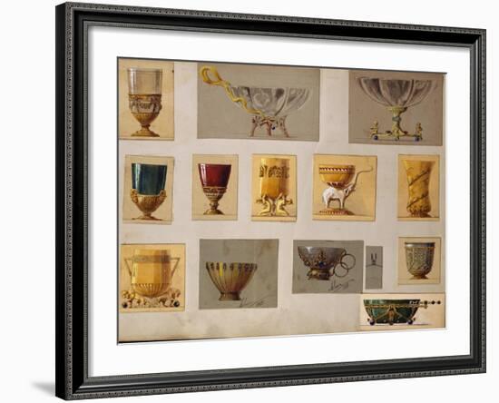 A Selection of Designs from the House of Faberge Including Bowls Goblets Cups and Tumblers-null-Framed Giclee Print