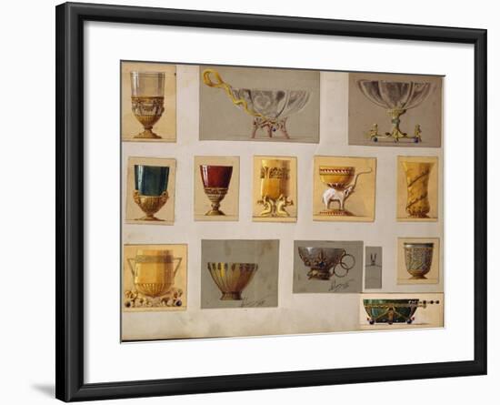 A Selection of Designs from the House of Faberge Including Bowls Goblets Cups and Tumblers-null-Framed Giclee Print