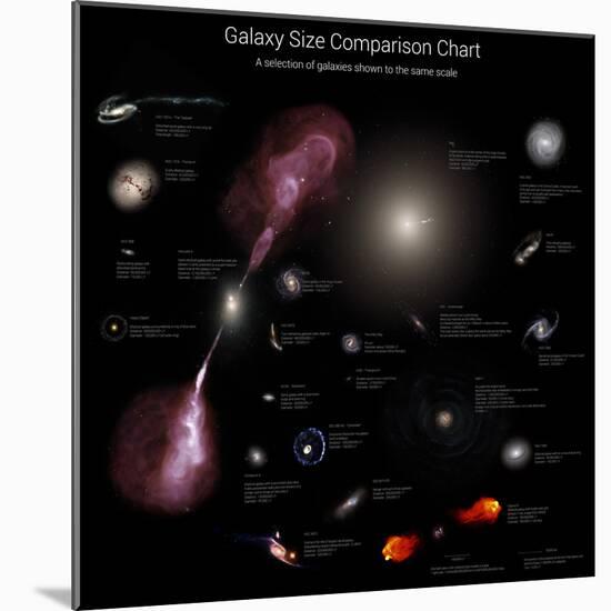 A Selection of Galaxies Shown to the Same Scale-null-Mounted Photographic Print