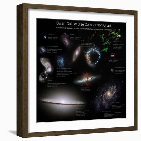 A Selection of Galaxies Smaller Than the Milky Way Shown to the Same Scale-null-Framed Photographic Print